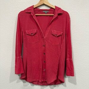 James Perse Women's Red Button-Up Top - Large